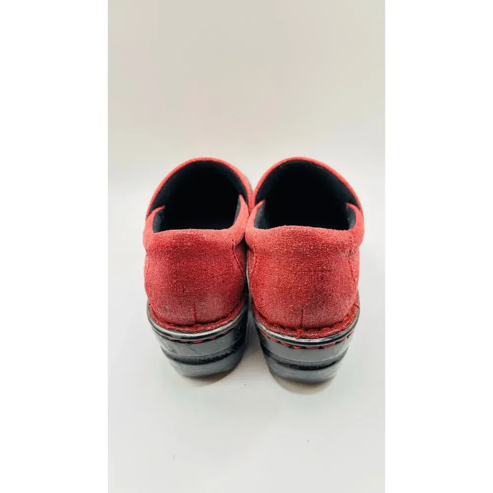 Born Concept BOC Peggy red linen look suede leather clogs slip on shoes sz 9.5